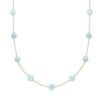 Ross-Simons 50.00 ct. t.w. Aquamarine Bead Station Necklace in 14kt Yellow Gold, Women's, Adult