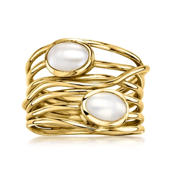 Ross-Simons 5x7mm Cultured Semi-Baroque Pearl Multi-Row Ring in 18kt Gold Over Sterling, Women's, Adult