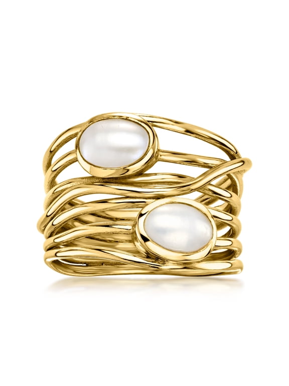 5x7mm Cultured Semi-Baroque Pearl Multi-Row Ring in 18kt Gold Over Sterling, Women's, Adult