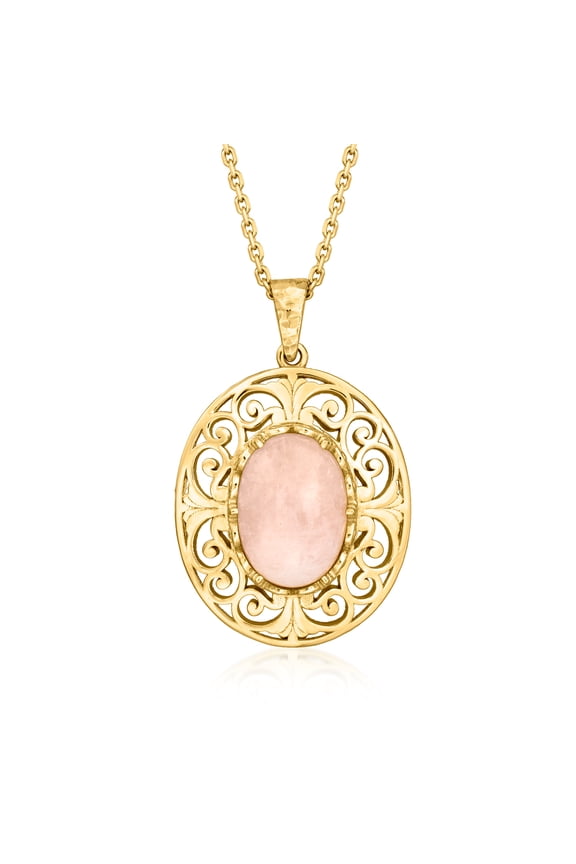 6.00 Carat Morganite Scroll Pendant Necklace in 18kt Gold Over Sterling, Women's, Adult