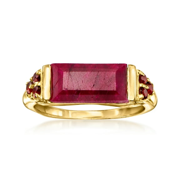 Ross-Simons 6.00 Carat Ruby and .50 ct. t.w. Garnet Ring in 18kt Gold Over Sterling, Women's, Adult