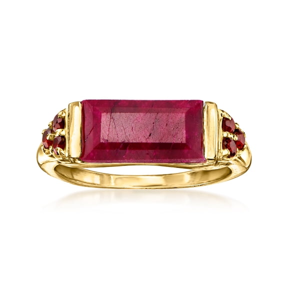 Ross-Simons 6.00 Carat Ruby and .50 ct. t.w. Garnet Ring in 18kt Gold Over Sterling, Women's, Adult