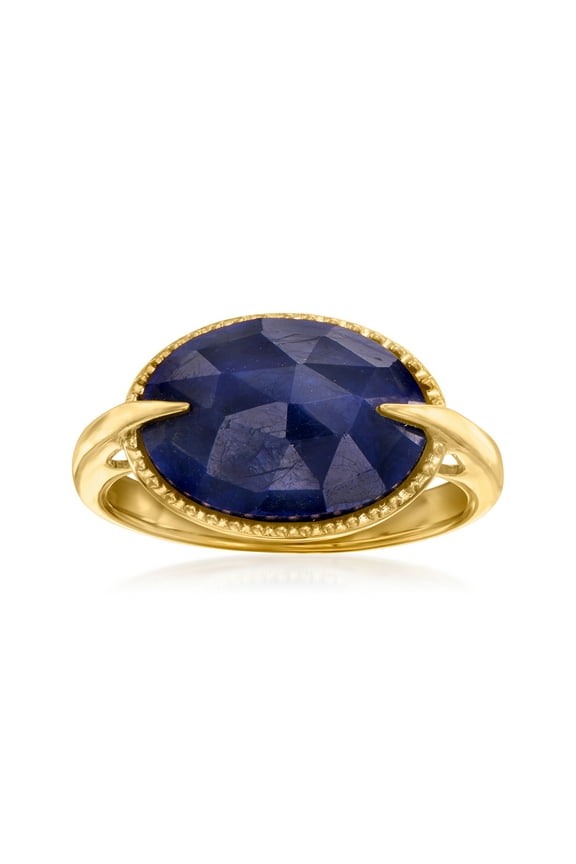 6.00 Carat Sapphire Ring in 18kt Gold Over Sterling, Women's, Adult