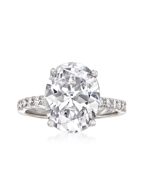 6.00 ct. t.w. CZ Oval Ring in Sterling Silver, Women's, Adult