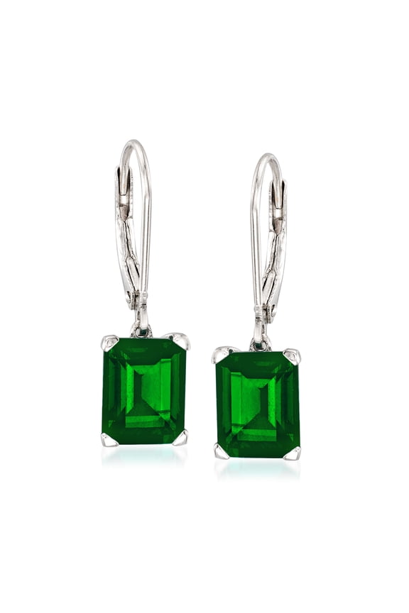 6.00 ct. t.w. Simulated Emerald Drop Earrings in Sterling Silver, Women's, Adult