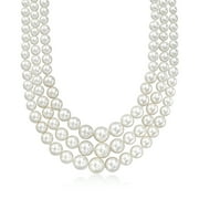 Ross-Simons 6-12mm Shell Pearl Graduated 3-Strand Necklace With Sterling Silver, Women's, Adult