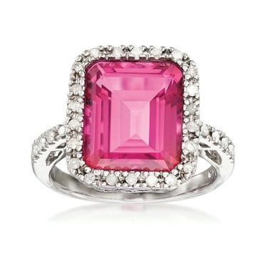 Ross-Simons 6.50 Carat Pink Topaz and .25 ct. t.w. Diamond Ring in Sterling Silver, Women's, Adult