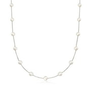 ROSS-SIMONS 6-6.5mm Cultured Pearl Station Necklace in Sterling Silver, Women's, Adult