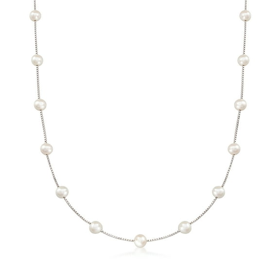 Ross-Simons 6-6.5mm Cultured Pearl Station Necklace in Sterling Silver, Women's, Adult