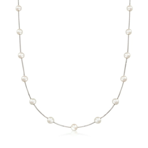 Ross-Simons 6-6.5mm Cultured Pearl Station Necklace in Sterling Silver, Women's, Adult