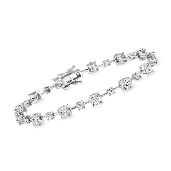 Ross-Simons 6.75 ct. t.w. CZ Station Bracelet in Sterling Silver, Women's, Adult