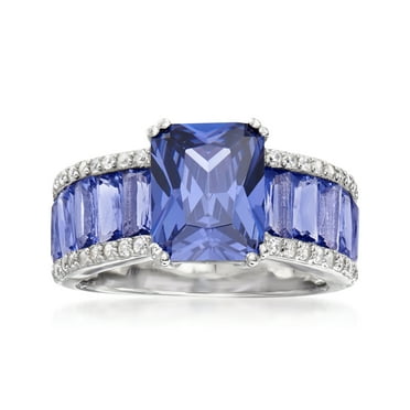Ross-Simons 6.75 ct. t.w. Simulated Tanzanite and .20 ct. t.w. CZ Ring in Sterling Silver, Women's, Adult