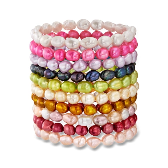 Ross-Simons 6-7mm Multicolored Cultured Pearl Jewelry Set: Ten Stretch Bracelets, Women's, Adult