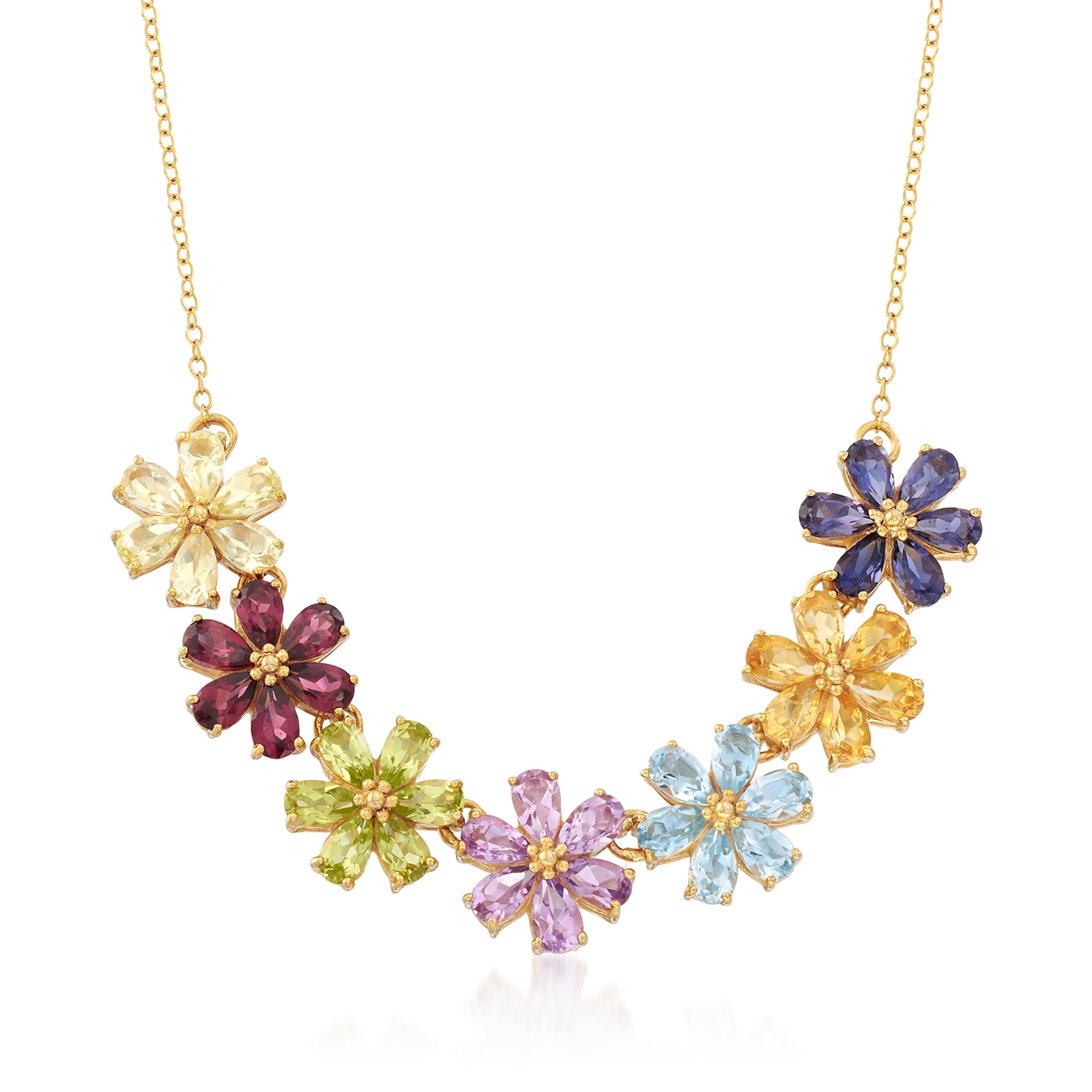 Ross Simons 6 90 ct t w Multi Stone Flower Necklace in 18kt Gold Over Sterling Women s Adult c2c9f798 a771 4000 9c2d 1021a6a3a553.36129f0bac6e40f79281b2b3ece81485