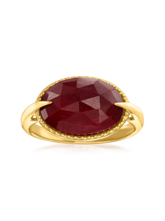 7.00 Carat Ruby Ring in 18kt Gold Over Sterling, Women's, Adult