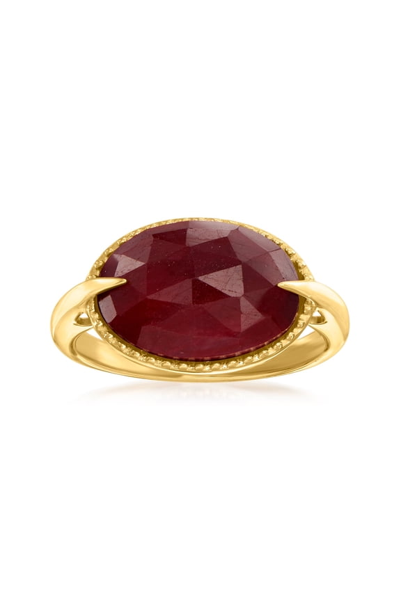 7.00 Carat Ruby Ring in 18kt Gold Over Sterling, Women's, Adult