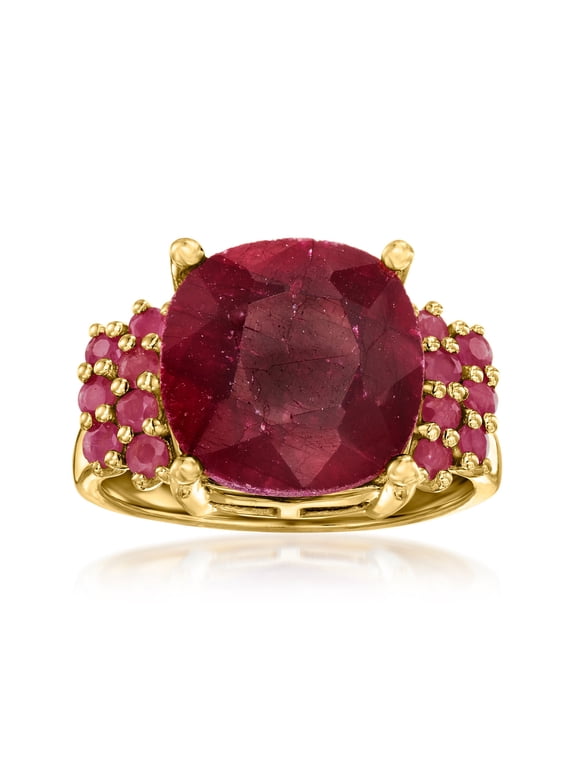 7.10 ct. t.w. Ruby Ring in 18kt Gold Over Sterling, Women's, Adult