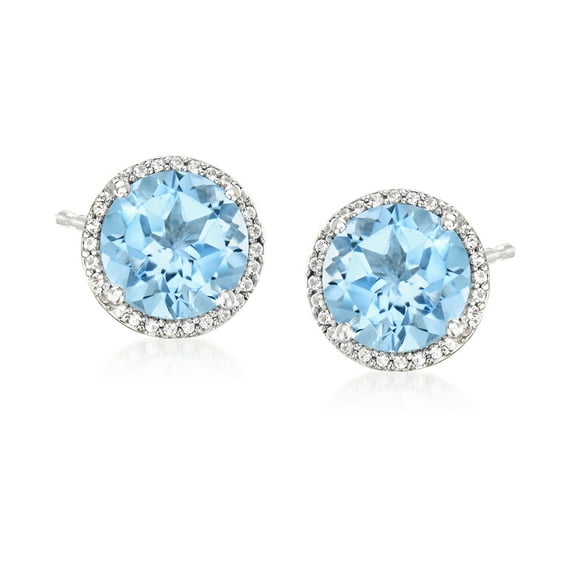 Ross-Simons 7.10 ct. t.w. Sky Blue Topaz and .20 ct. t.w. White Topaz Earrings in Sterling Silver, Women's, Adult