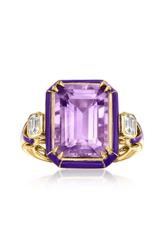 7.25 Carat Amethyst and .60 ct. t.w. White Topaz Ring in 18kt Gold Over Sterling, Women's, Adult