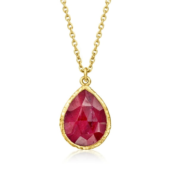 Ross-Simons 7.50 Carat Ruby Necklace in 18kt Gold Over Sterling, Women's, Adult
