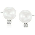 thumbnail image 1 of Ross-Simons 7-7.5mm Cultured Akoya Pearl and .10 ct. t.w. Diamond Earrings in 14kt White Gold, Women's, Adult, 1 of 4
