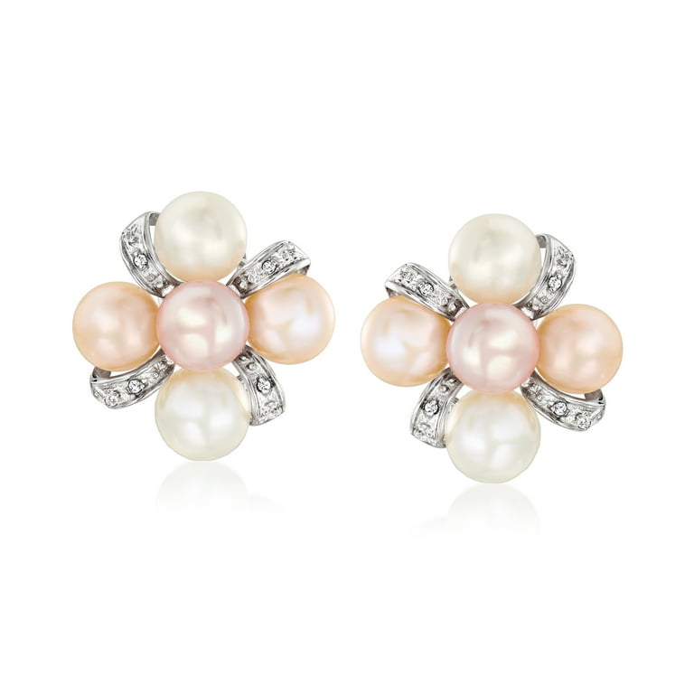 Peach Cultured Freshwater Pearl Earrings Crystal Gold-plated Peach Cultured Freshwater Pearl Earrings Crystal Gold-plated
