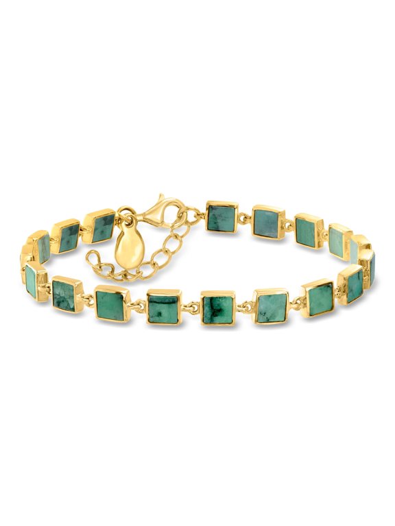 7.75 ct. t.w. Emerald Square-Link Bracelet in 18kt Gold Over Sterling, Women's, Adult