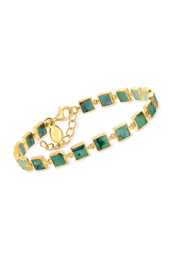 7.75 ct. t.w. Emerald Square-Link Bracelet in 18kt Gold Over Sterling, Women's, Adult
