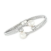 ROSS-SIMONS 7-8mm Cultured Pearl Cuff Bracelet in Sterling Silver, Women's, Adult
