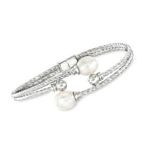 Ross-Simons 7-8mm Cultured Pearl Cuff Bracelet in Sterling Silver, Women's, Adult