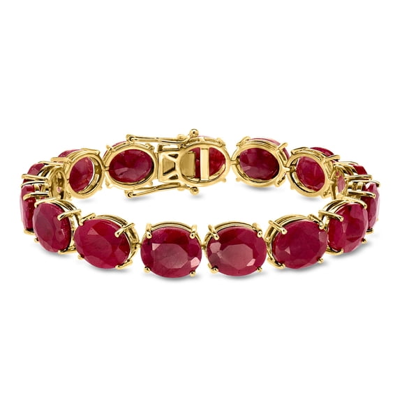 Ross-Simons 75.00 ct. t.w. Ruby Bracelet in 18kt Gold Over Sterling, Women's, Adult