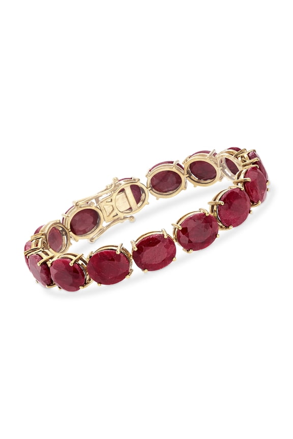 75.00 ct. t.w. Ruby Bracelet in 18kt Gold Over Sterling, Women's, Adult