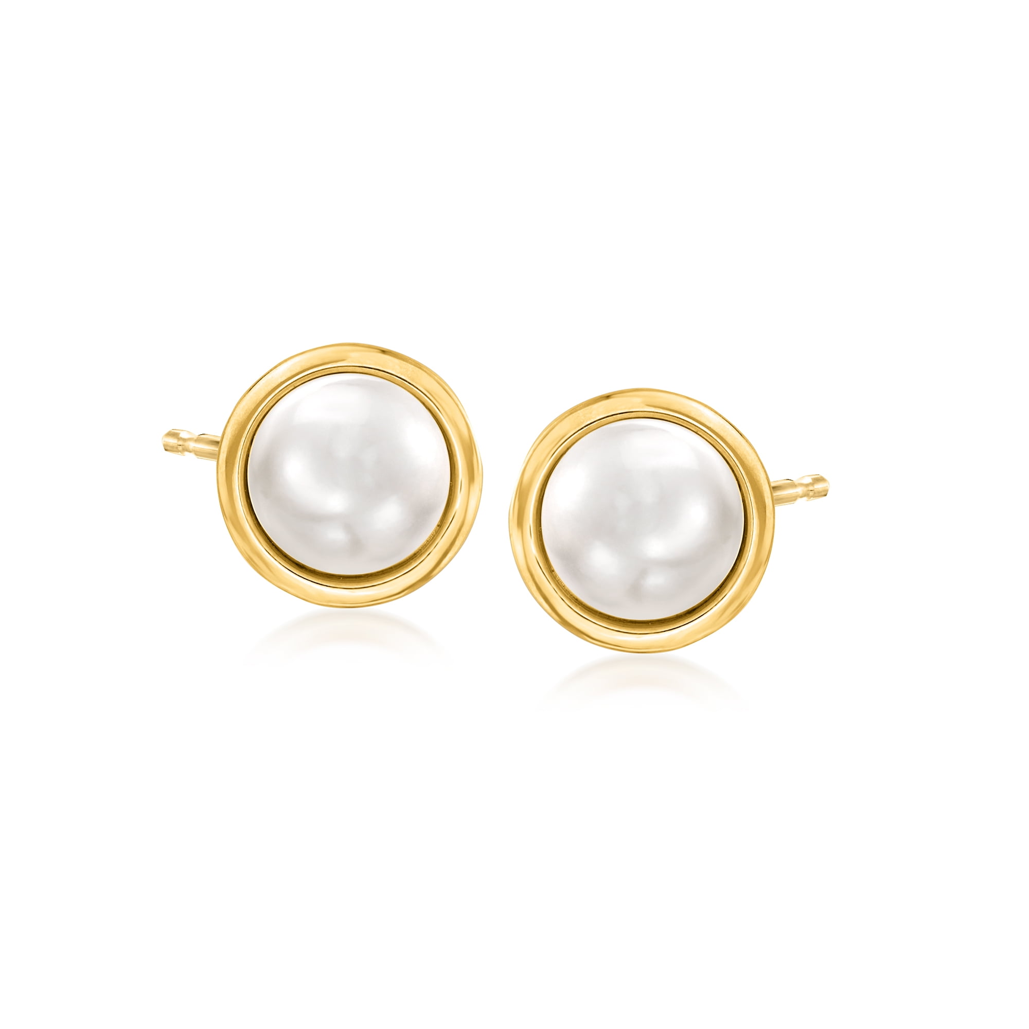 Ross-Simons 7mm Cultured Button Pearl Stud Earrings in 14kt Yellow