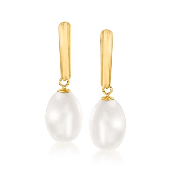 Ross-Simons 8.5-9mm Cultured Pearl Drop Earrings in 14kt Yellow Gold, Women's, Adult