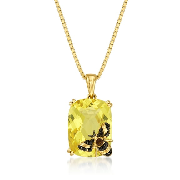 Ross-Simons 8.75 Carat Lemon Quartz Bee Pendant Necklace in 18kt Gold Over Sterling, Women's, Adult