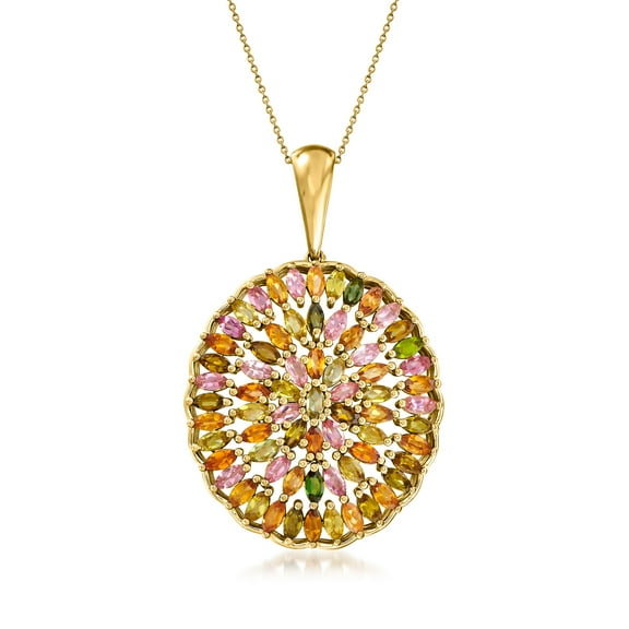 Ross-Simons 8.75 ct. t.w. Multicolored Tourmaline Pendant Necklace in 18kt Gold Over Sterling, Women's, Adult