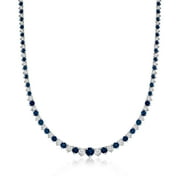 ROSS-SIMONS 8.75 ct. t.w. Sapphire and 1.50 ct. t.w. Diamond Tennis Necklace in Sterling Silver, Women's, Adult