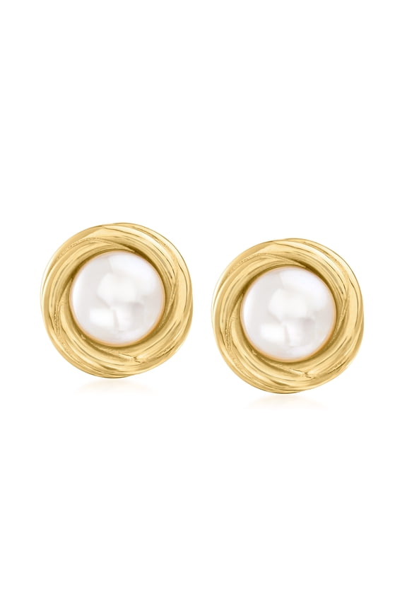 8-8.5mm Cultured Pearl Love Knot Clip-On Earrings in 18kt Gold Over Sterling, Women's, Adult