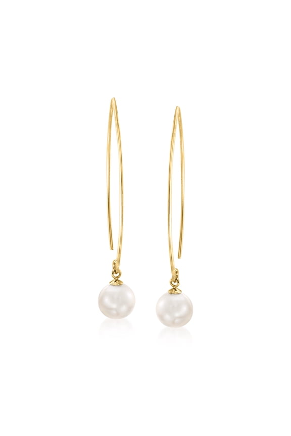 8-8.5mm Shell Pearl Drop Earrings in 18kt Gold Over Sterling, Women's, Adult