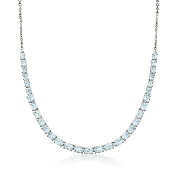 Ross-Simons 8.80 ct. t.w. Aquamarine Graduated Necklace in Sterling Silver, Women's, Adult