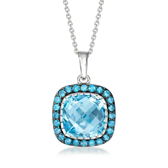 Ross-Simons 8.90 ct. t.w. Sky and London Blue Topaz Pendant Necklace in Sterling Silver, Women's, Adult