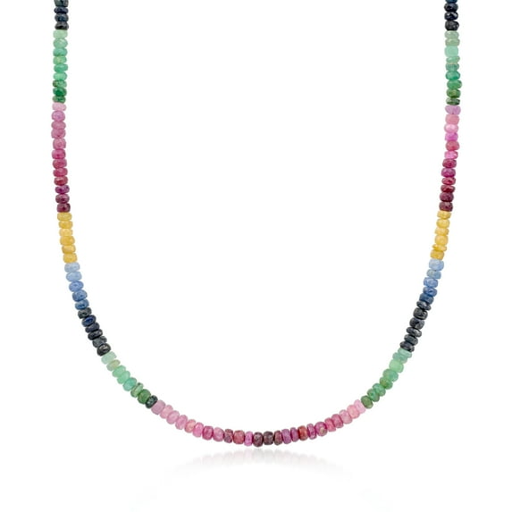 Ross-Simons 80.00 ct. t.w. Multicolored Sapphire Bead Necklace With 14kt Yellow Gold Magnetic Clasp, Women's, Adult