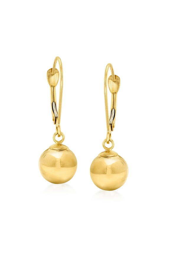 8mm 14kt Yellow Gold Bead Drop Earrings, Women's, Adult