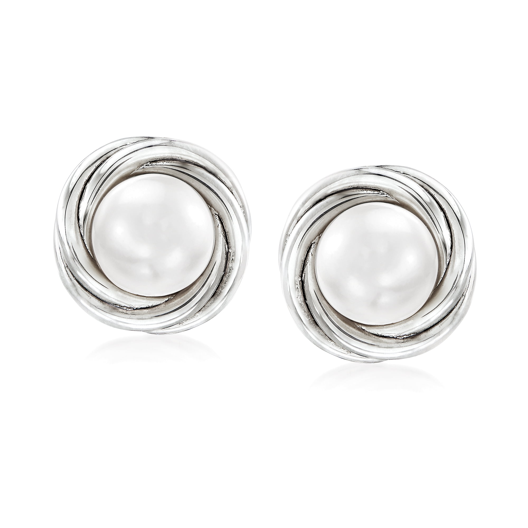 ROSS-SIMONS 8mm Cultured Pearl Clip-On Earrings in Sterling Silver, Women's, Adult