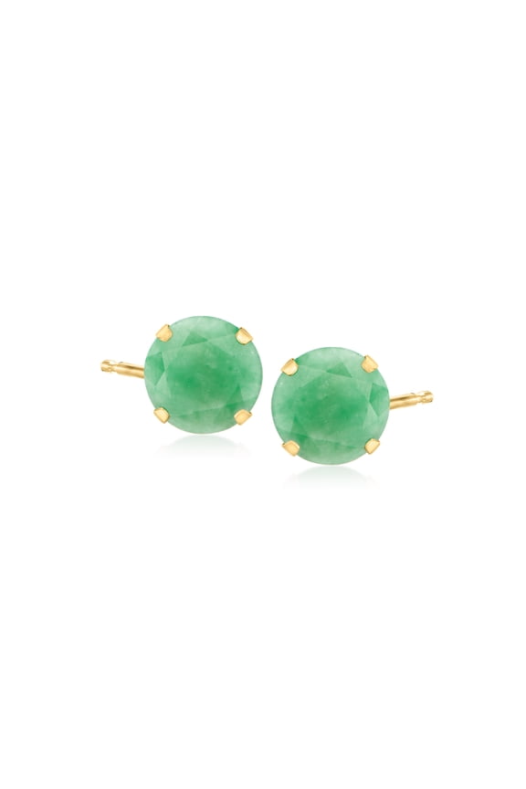 8mm Jade Martini Stud Earrings in 14kt Yellow Gold, Women's, Adult