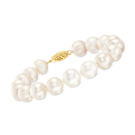 Ross-Simons 9.5-10.5mm Cultured Pearl Bracelet With 14kt Yellow Gold, Women's, Adult