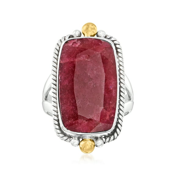 Ross-Simons 9.50 Carat Ruby Ring in 2-Tone Sterling Silver, Women's, Adult
