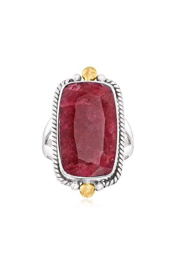 9.50 Carat Ruby Ring in 2-Tone Sterling Silver, Women's, Adult