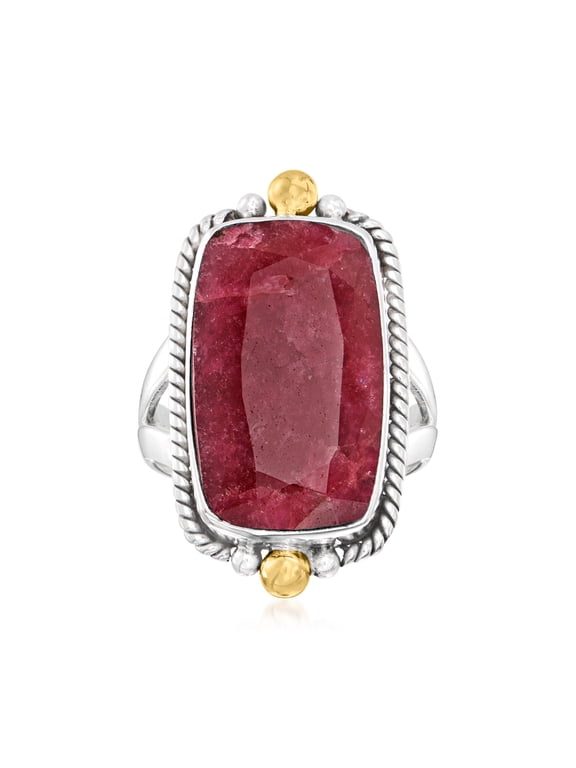 9.50 Carat Ruby Ring in 2-Tone Sterling Silver, Women's, Adult