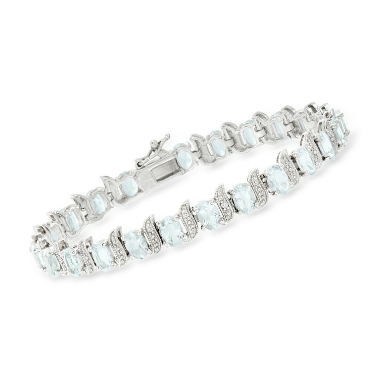 Ross-Simons Aquamarine Tennis Bracelet With Diamond